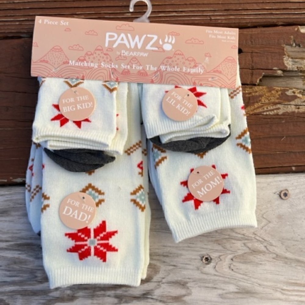 Pawz by Bearpaw - Matching Socks for the whole family-4 pcs NWT